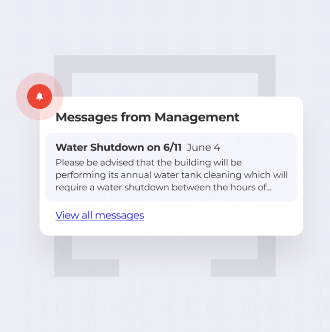 Messages from Management Water Shutdown UI