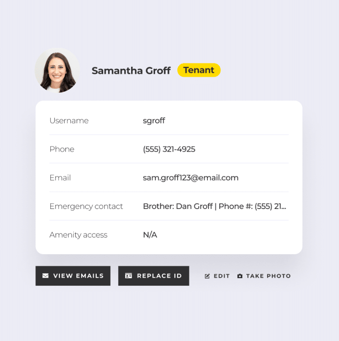 Unit profile tenant information